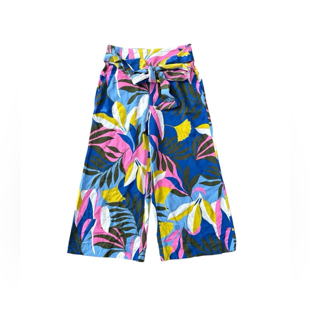 Boden Tropical Wide Leg Palazzo Capri Pant tie waist cropped wide leg size 6